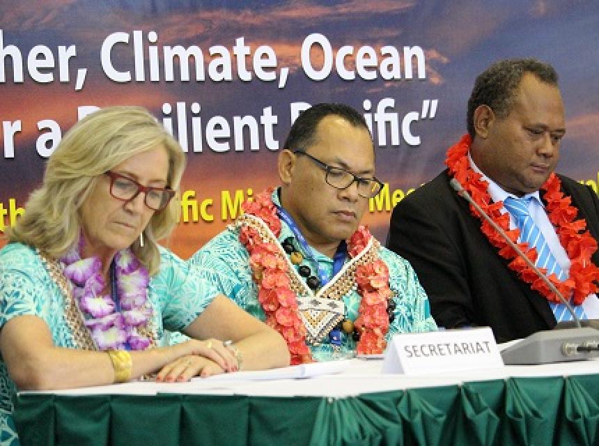 Mary Power of WMO, DG Kosi Latu and Hon. Samuel Manetoali
